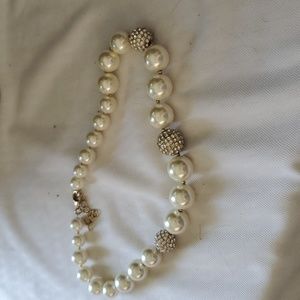Faux Pearl and Rhinestone Necklace